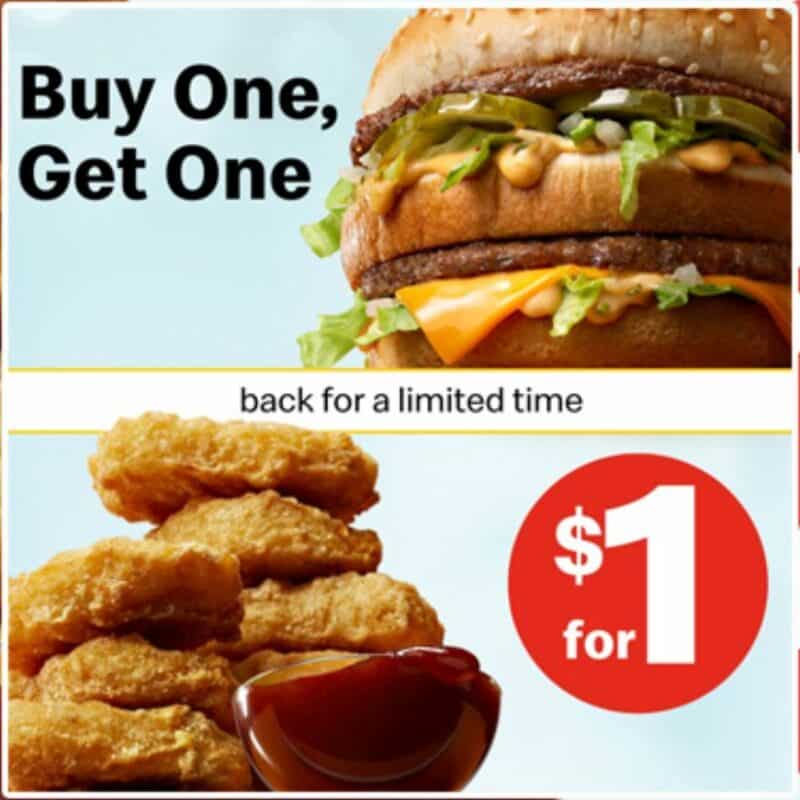 BOGO 1 Big Mac, McNuggets, and Quarter Pounders at McDonald's Todd's